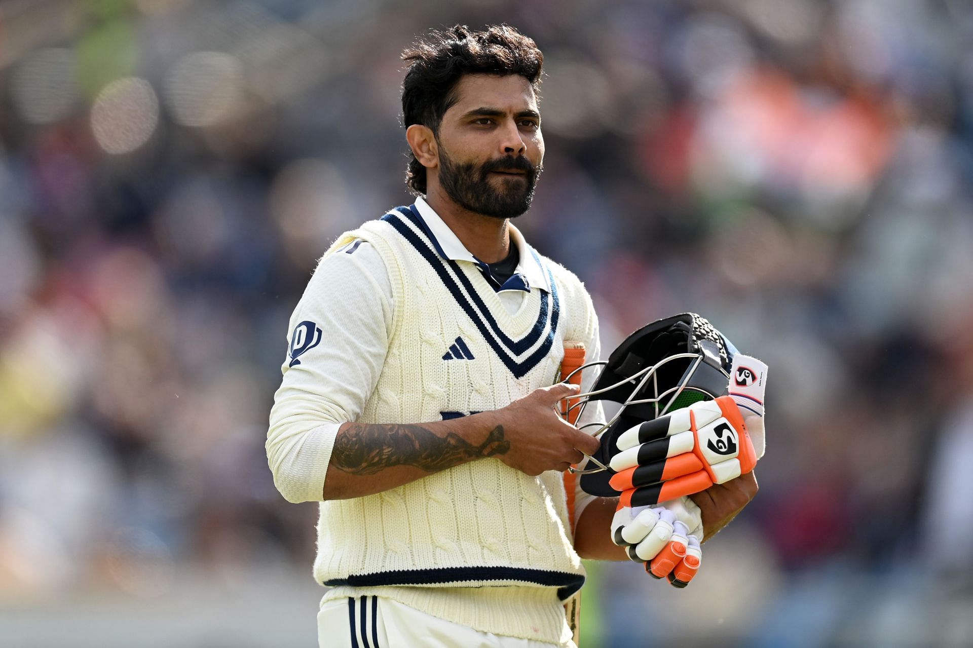 Ravindra Jadeja during England v India - 1st Rothesay Test Match: Day Four - Source: Getty Images